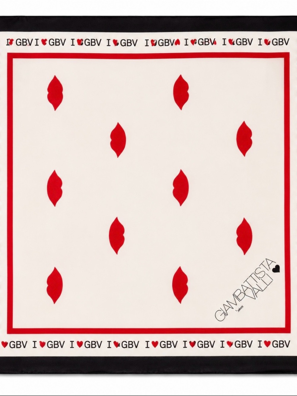 GIAMBATTISTA VALLI X H&M RED LIP PRINT 100% SILK NECKERCHIEF NWT